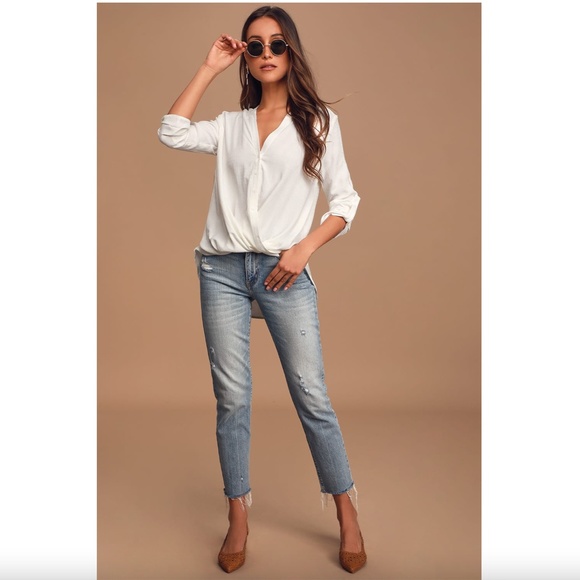 EUC Lulus Making a Difference Ivory Button-Up Top - Large - Picture 4 of 5